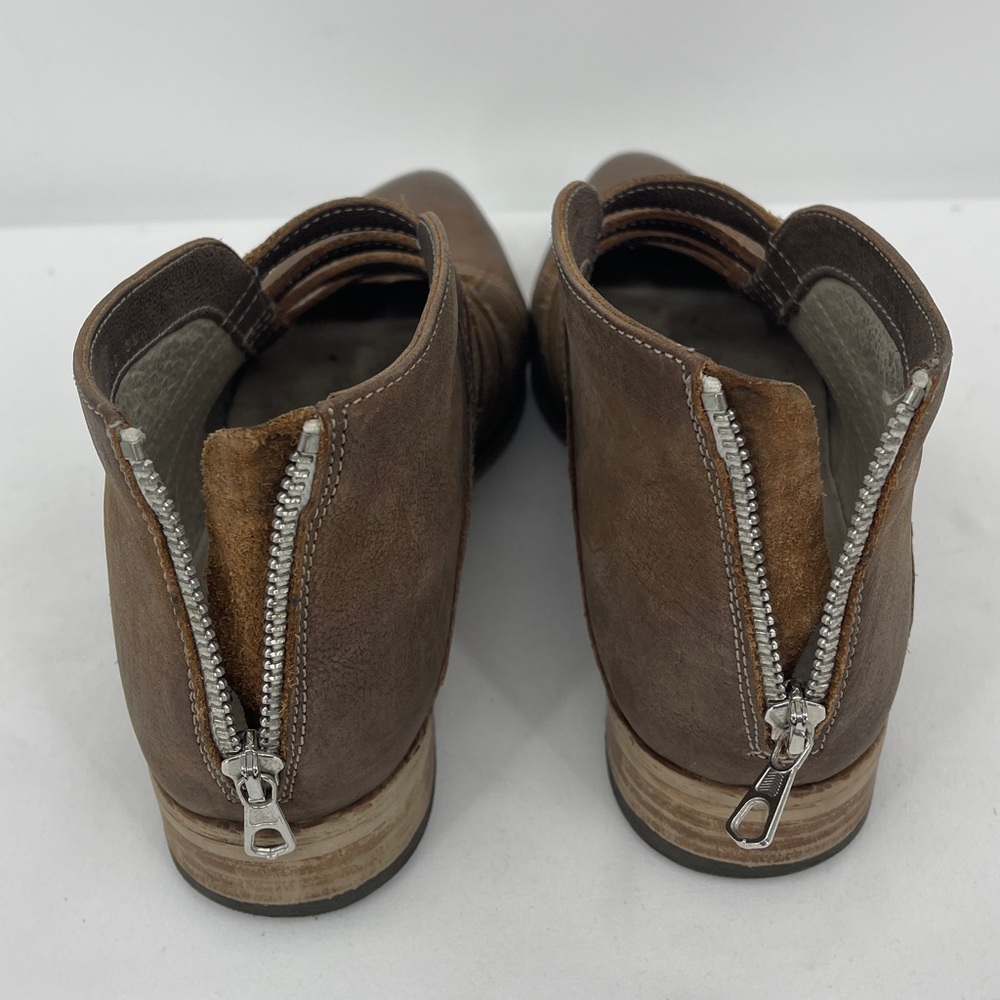 FREE PEOPLE EMMA Brown Leather Strappy BOOTIE SIZE 38 ZIPPER IN BACK - Picture 5 of 11